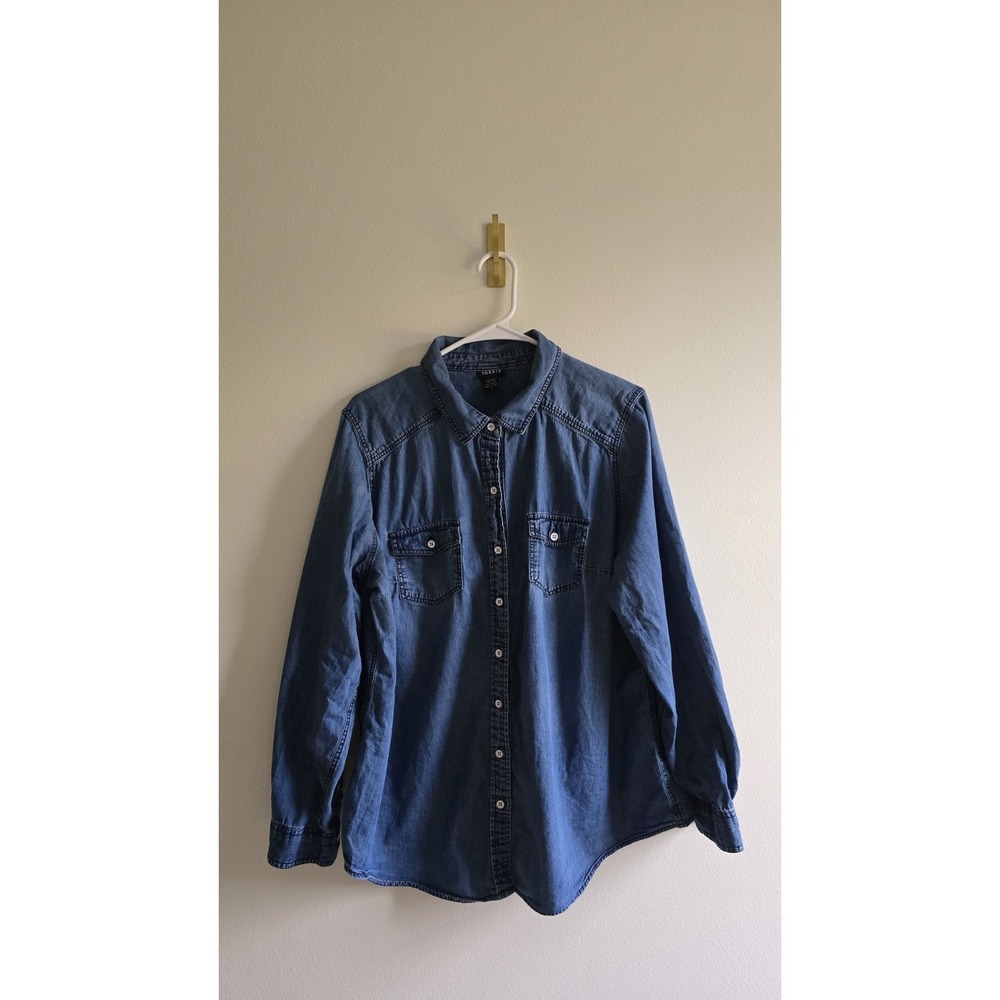 Torrid 100% Cotton Women's Long Sleeve Denim Botton Down Shirt Size 1X